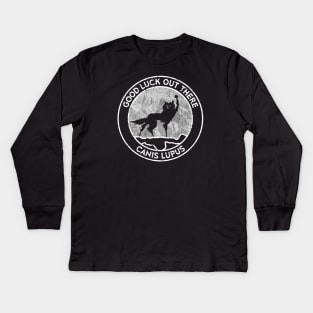 Fantastic Mr Fox - Wolf - Canis Lupus - Mountain - Weathered Kids Long Sleeve T-Shirt